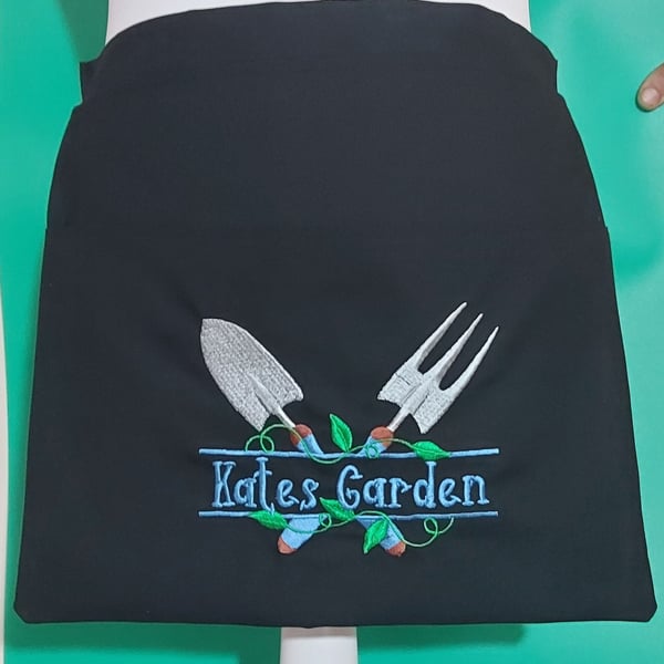 Personalised Gardening Apron handmade fabric apron 2 pockets 5 colours to choose