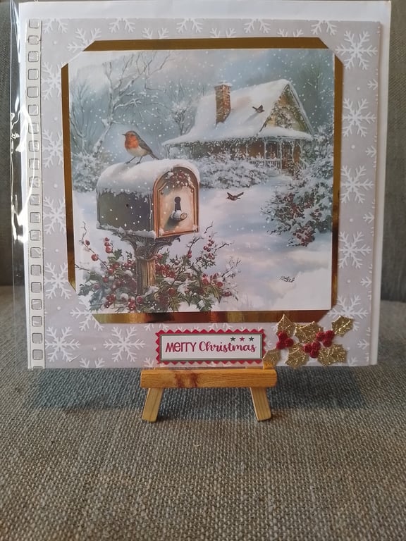Robin on a Snowy Postal box Christmas card
