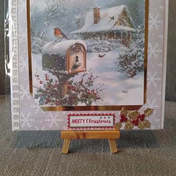 Robin on a Snowy Postal box Christmas card