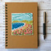 Embroidered seascape A5 lined hardback notebook or journal. 