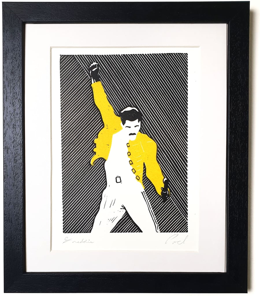 Freddie Mercury Original linoprint