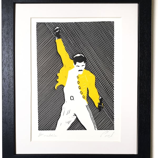 Freddie Mercury Original linoprint
