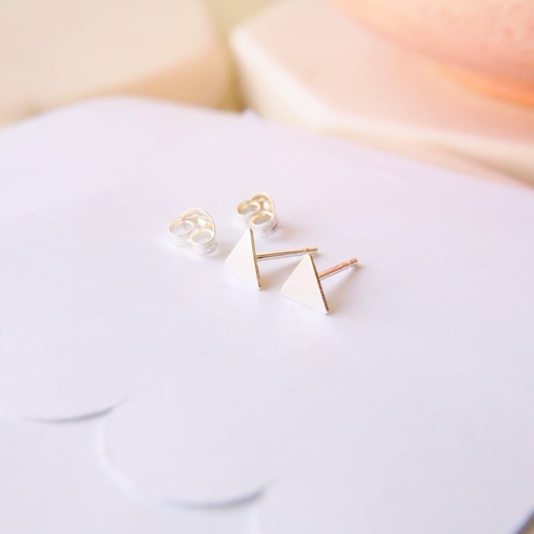 Small Triangle Stud Earrings, Geometric Stud Earrings