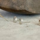 Minimalist round silver stud earrings; small everyday studs