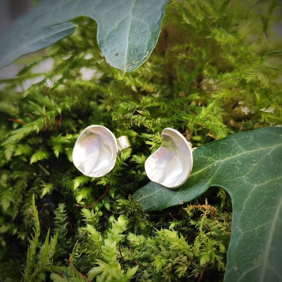 Sterling silver domed stud earrings