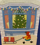Handmade Christmas Card – Traditional Christmas Window Scene with Tree & Present - Image 3