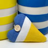 LAVENDER HEART - blue, white and yellow stripes