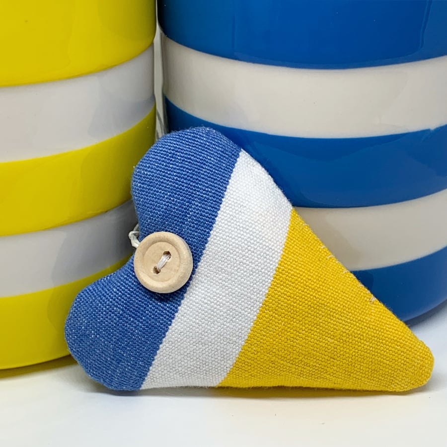 HEART - blue, white and yellow stripes 