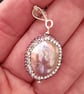 Natural Purple Baroque Pearl & Crystal Sterling Silver Necklace 16 - 18 Inch - Image 3