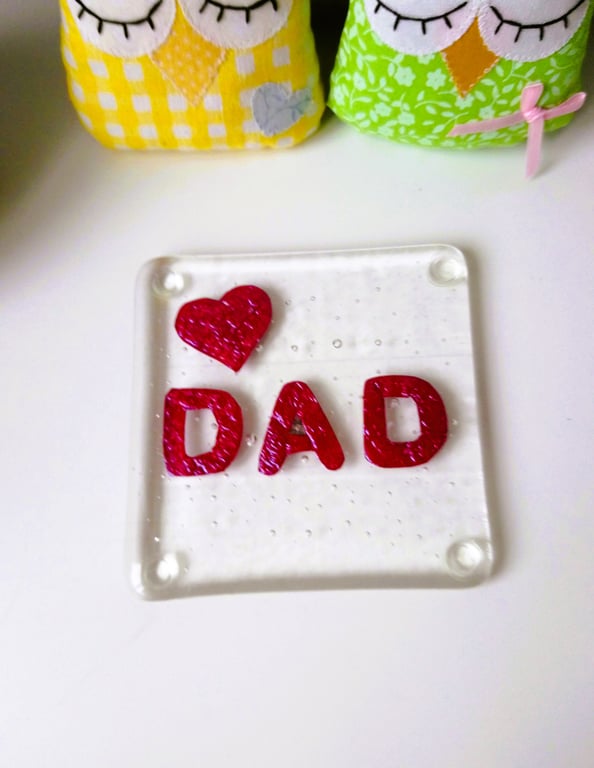 Fused Glass Copper Dad Coaster