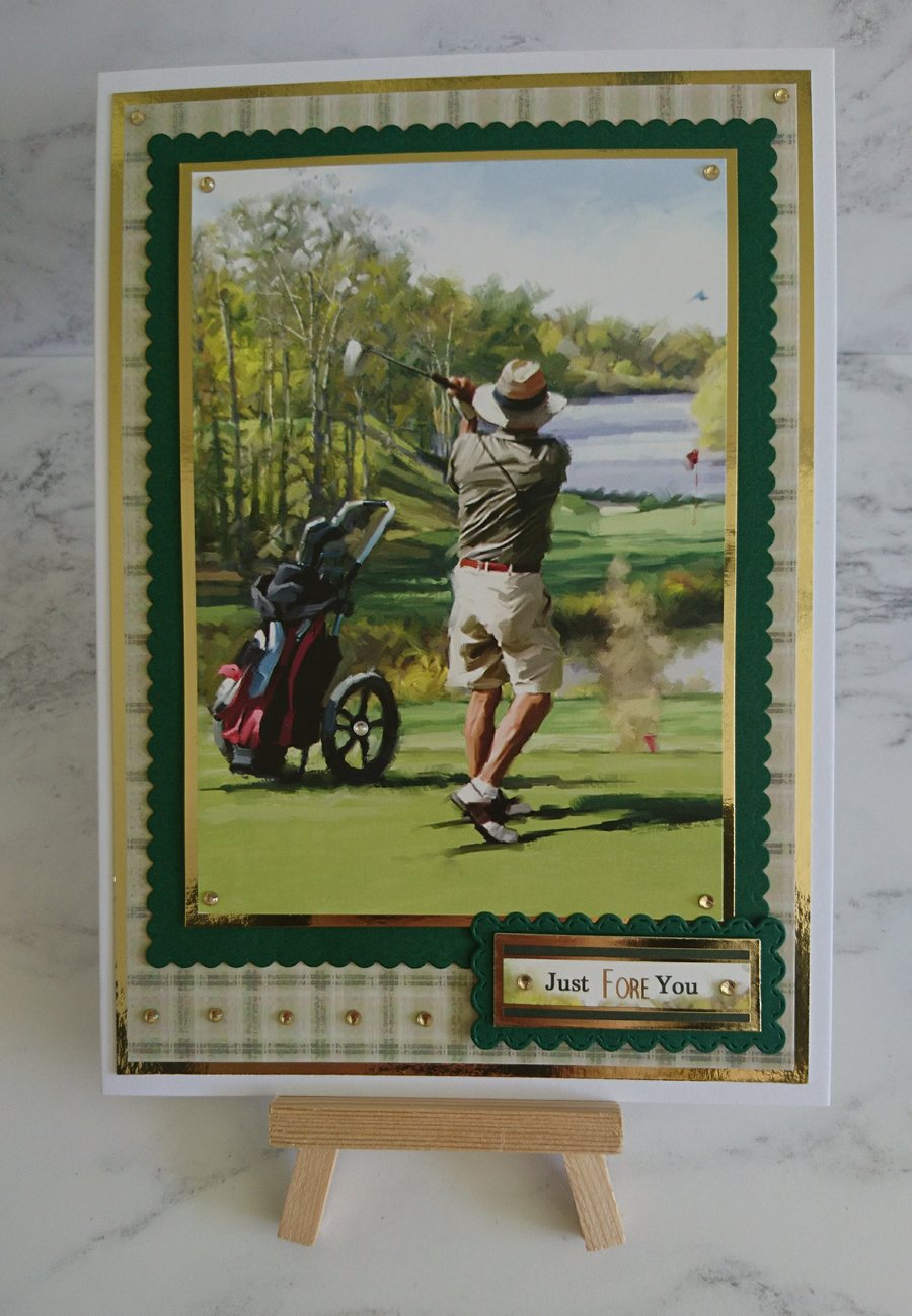 Golf Birthday Card Golfing Just Fore You Birthday 3D Luxury Handmade Card