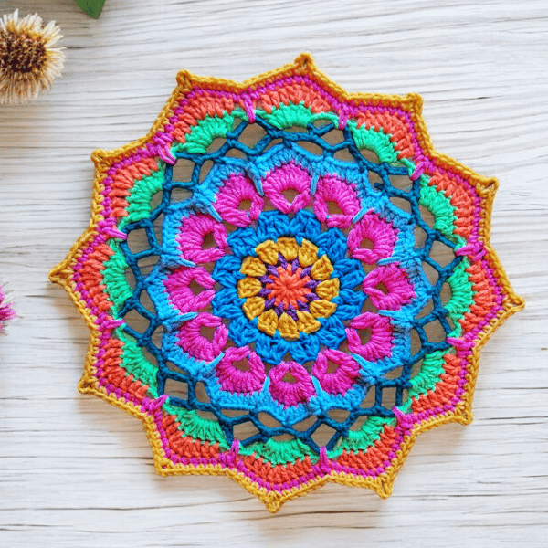 colourful crochet mandala doily