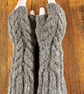 Knitted Scottish Aran Wool Fingerless Mittens - Fits Average Womans Hand Size - Image 7