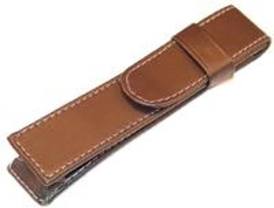 Leatherette Pouch - Brown Single Pen