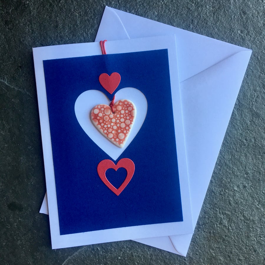 Hug in an envelope - Scandinavian heart handmade decoration and greetings card