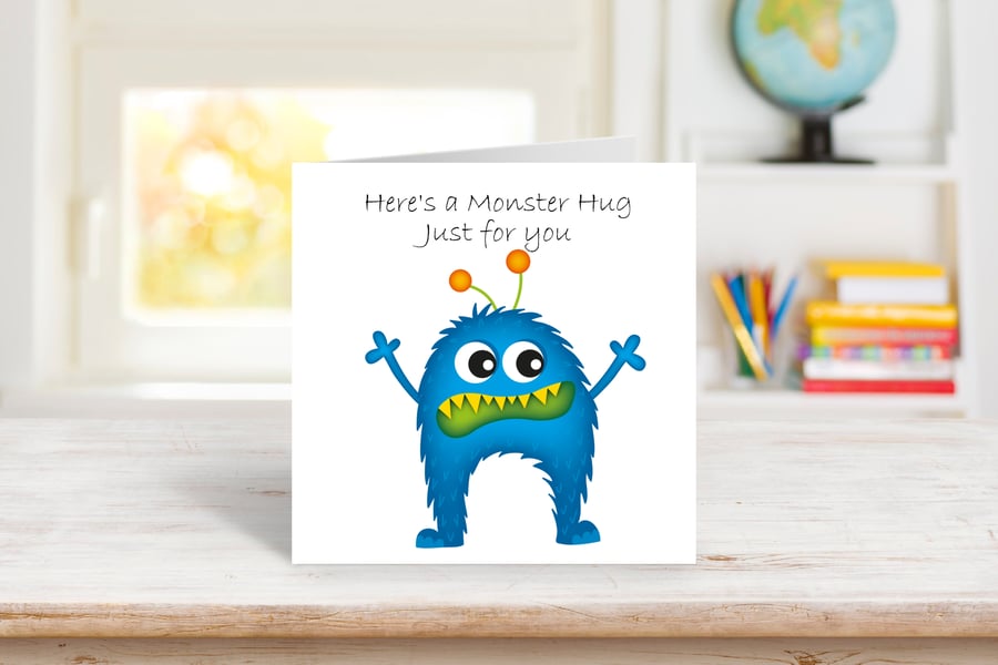 Google Eyes Monster Hugs Greeting Card. Design 7