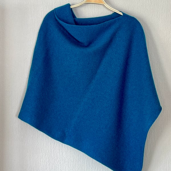 Turquoise poncho wrap merino lambswool