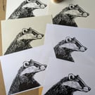 'Badger' Lino Print 