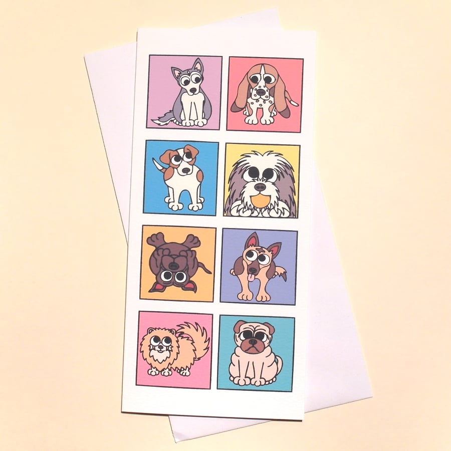 Dog Card - cute dog breeds blank greetings card, birthday or thank you - L-RDG