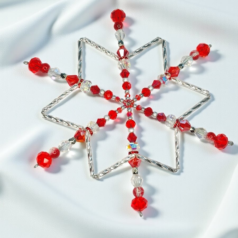 Snowflake Christmas Decoration, Suncatcher, 14cm Large