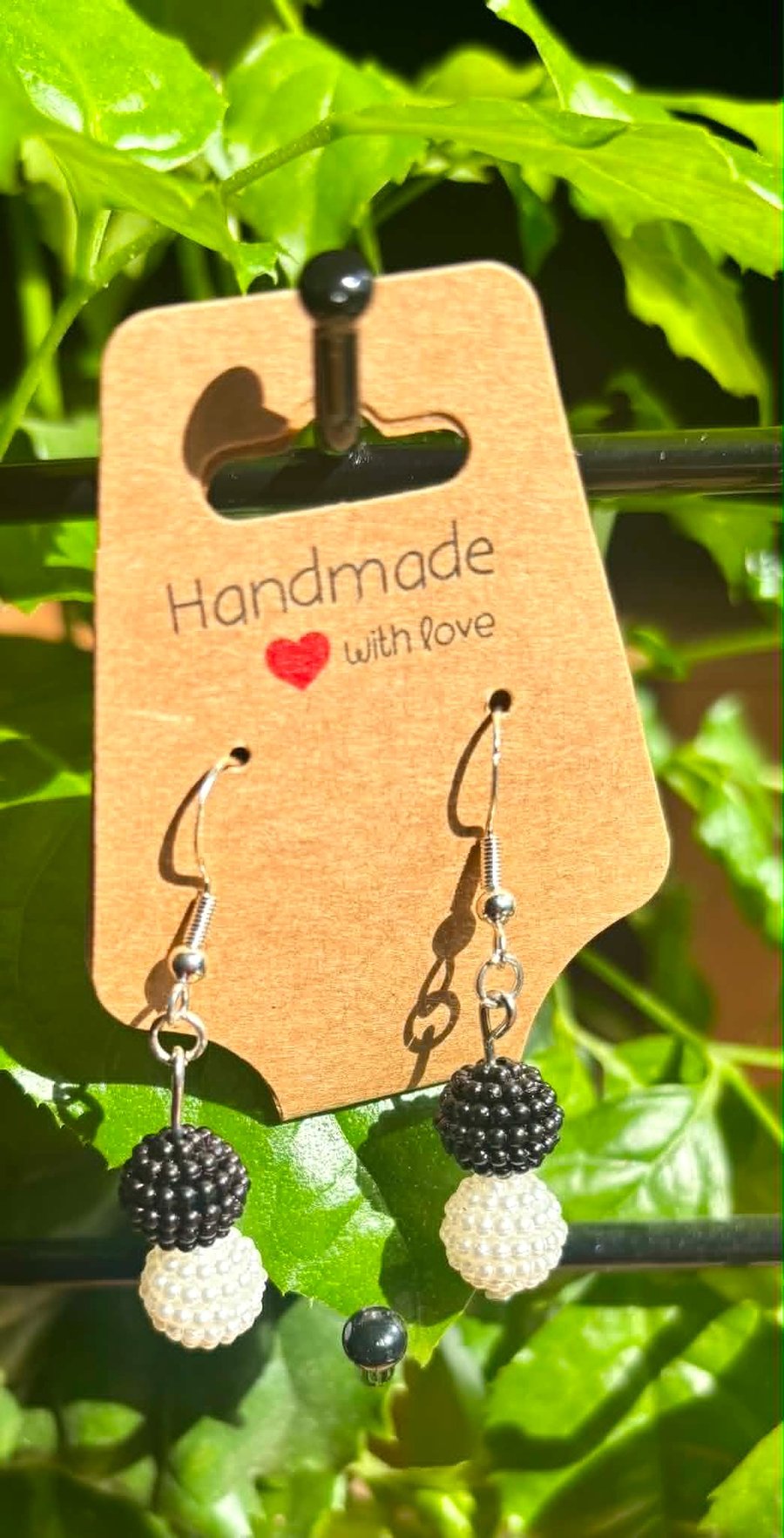 Handmade Silver-Plated Hook Earrings with Bobbly Bead Dangles