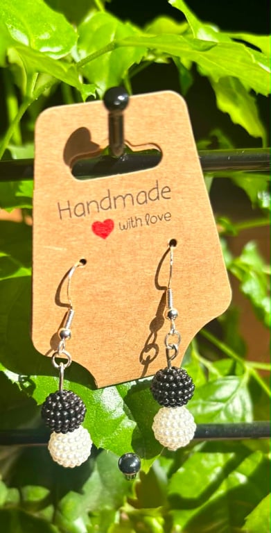 Handmade Silver-Plated Hook Earrings with Bobbly Bead Dangles