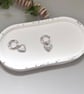 White Oval Tray with Black Glass Chip Accents - Eco Friendly Clay
