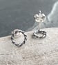 Small circle studs, Front facing hoops, Oxidised sterling silver - Image 3