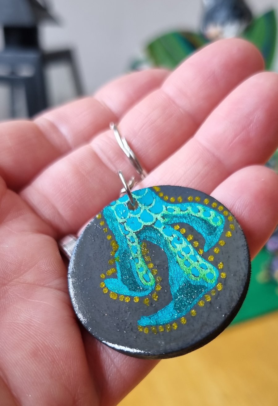 Hand painted wooden keyrings (Dragon theme)