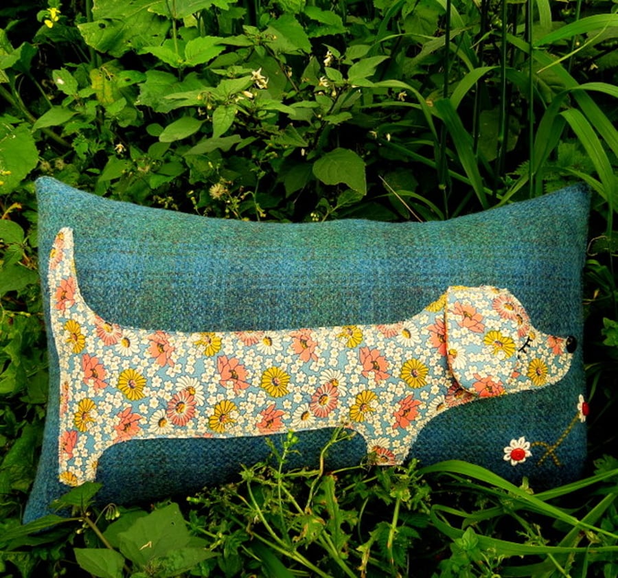 Dachshund Cushion.  Sausage dog.  Dog Cushion.