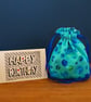 Blue Batik Spot Reusable Gift Bag - Fabric Drawstring Present Bag - Image 2