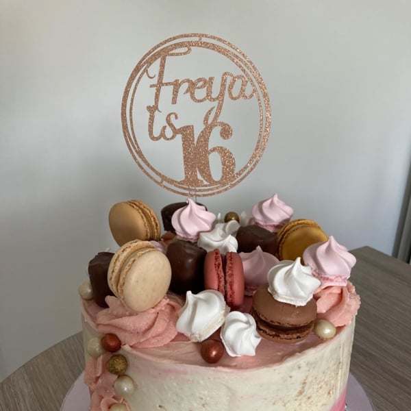 16th Birthday Cake Topper, Happy 16th Birthday Cake Topper, Custom Cake Topper