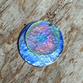 Coloured Titanium and Sterling Silver Pendant Necklace - UK Free Post