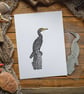 Cormorant on post print 15x11"