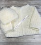 Hand Crochet Two Piece Set, Cardigan and Hat, Choice of Colours and Sizes - Image 2
