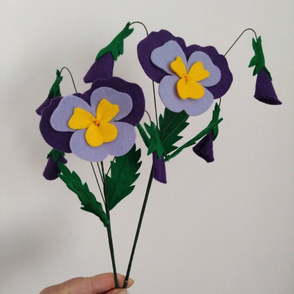 Giant Felt Pansy made of wool felt blend