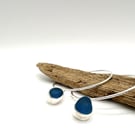 Turquoise Sea Glass Statement Hoop Earrings