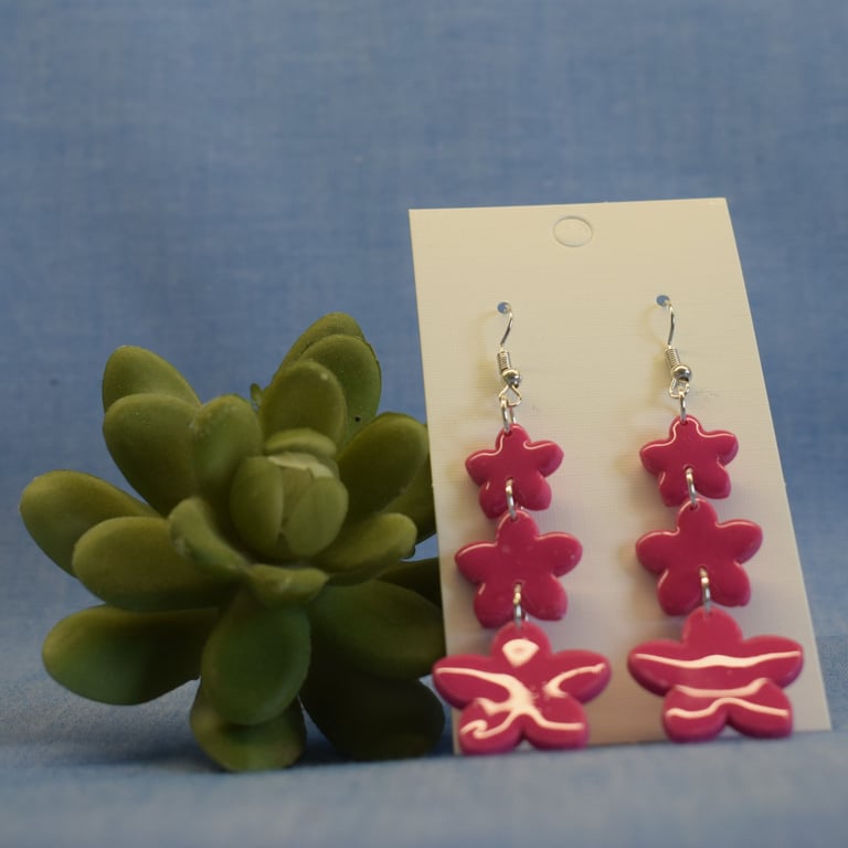 Trio Flower Drop Earrings