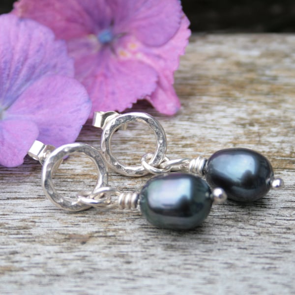 Sterling silver and pearl drop earrings