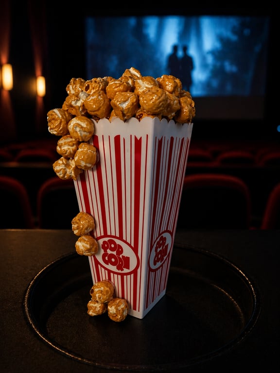 Classic 8" Filled Fake Toffee Popcorn Box For Home Cinema, Mancave, Movie Night 