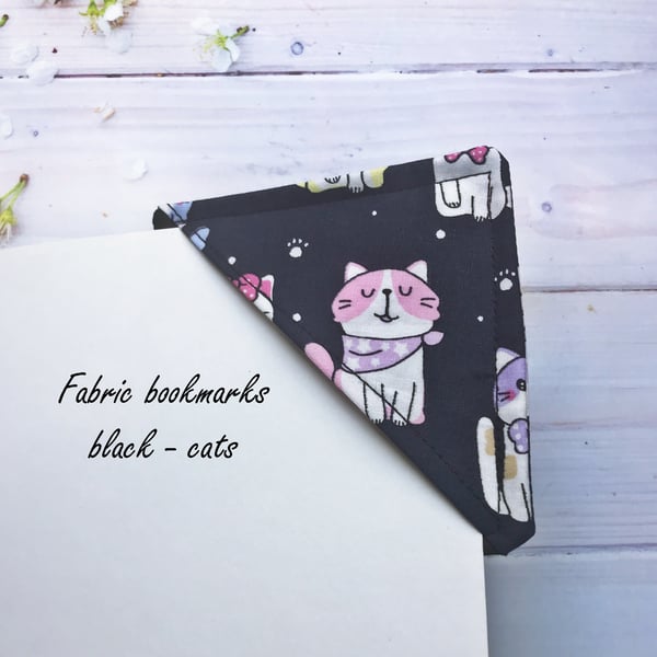 Black Cat Fabric Corner Bookmark 