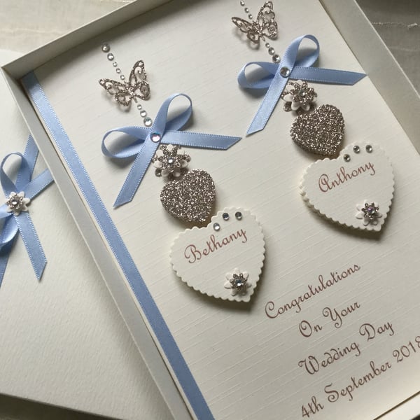 Personalised Handmade Wedding Day Card Gift Boxed Engagement Any Anniversary 