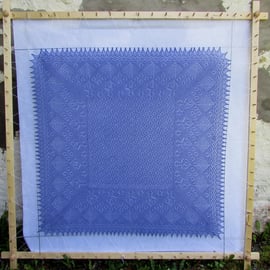 Traditional Shetland Shawl, approx 46" square, periwinkle
