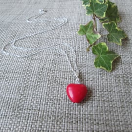 Heart Pendant Necklace, sterling silver, choice of colour