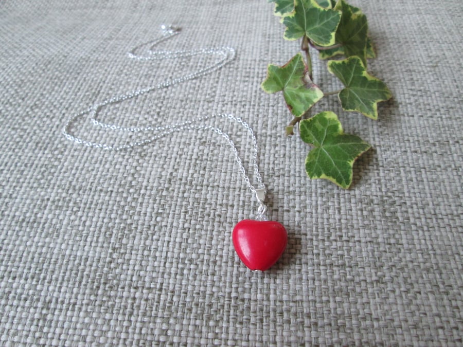 Heart Pendant Necklace, sterling silver, choice of colour