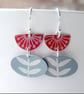Flower earrings in red and grey - Image 1