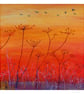 Sunset Oil Painting Birds & Sunset Impressionist Cow Parsley in the  Fens Canvas - Image 1