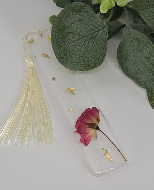 Handmade Resin Bookmark with Real Preserved Flowers Floral Gift