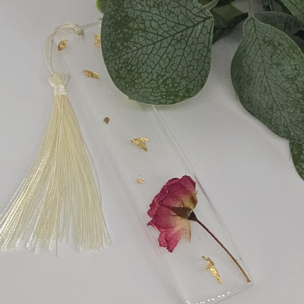 Handmade Resin Bookmark with Real Preserved Flowers Floral Gift