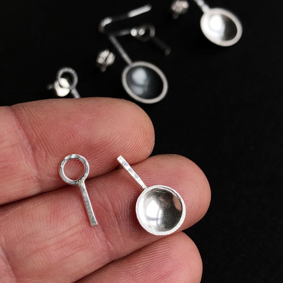 Mismatch silver spoon earrings. Mismatch suds